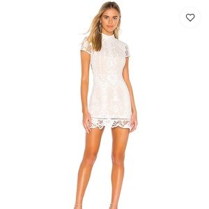 Superdown Brianna Open Back White Lace Dress